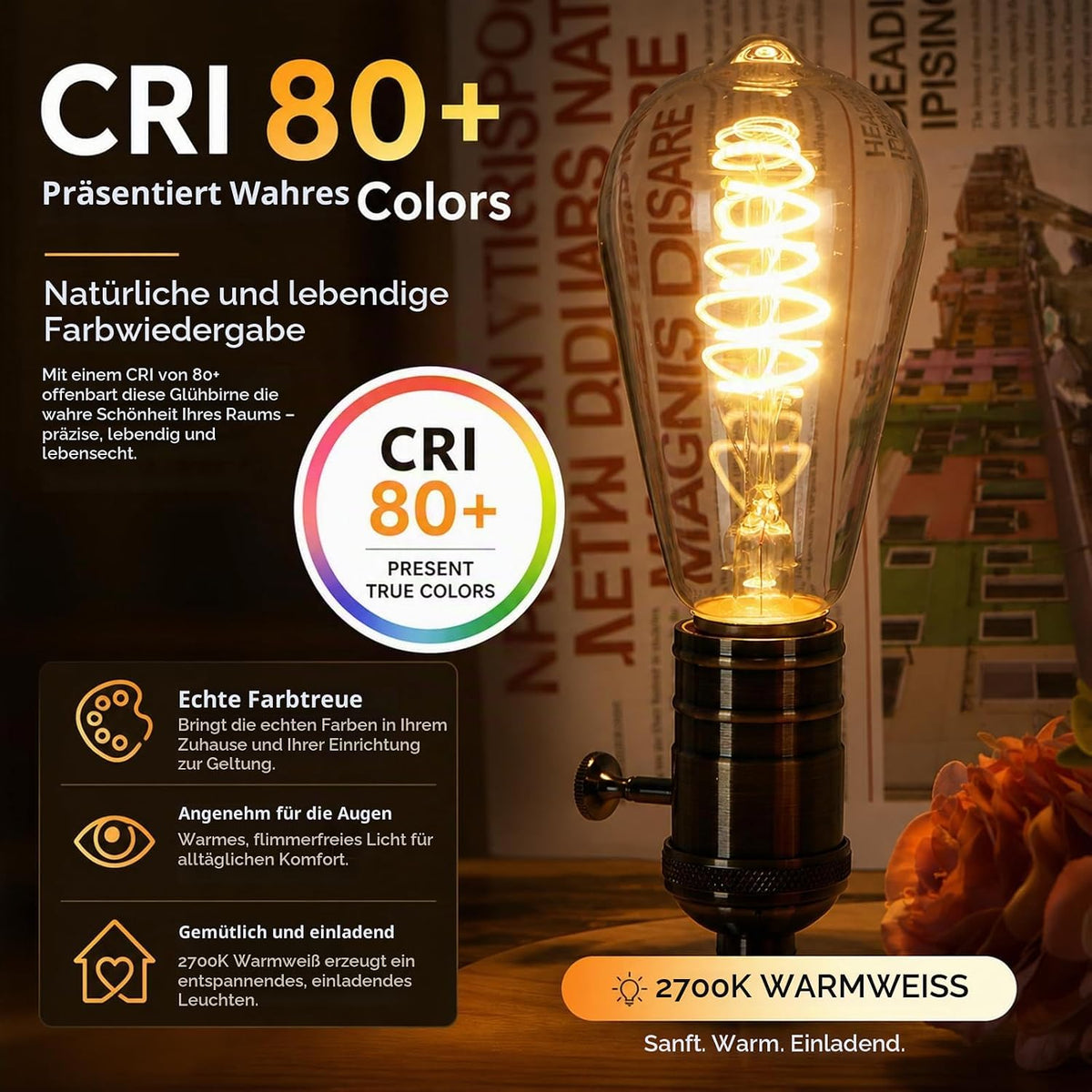 E27 LED Vintage Žarnica ST64 Dimmbar