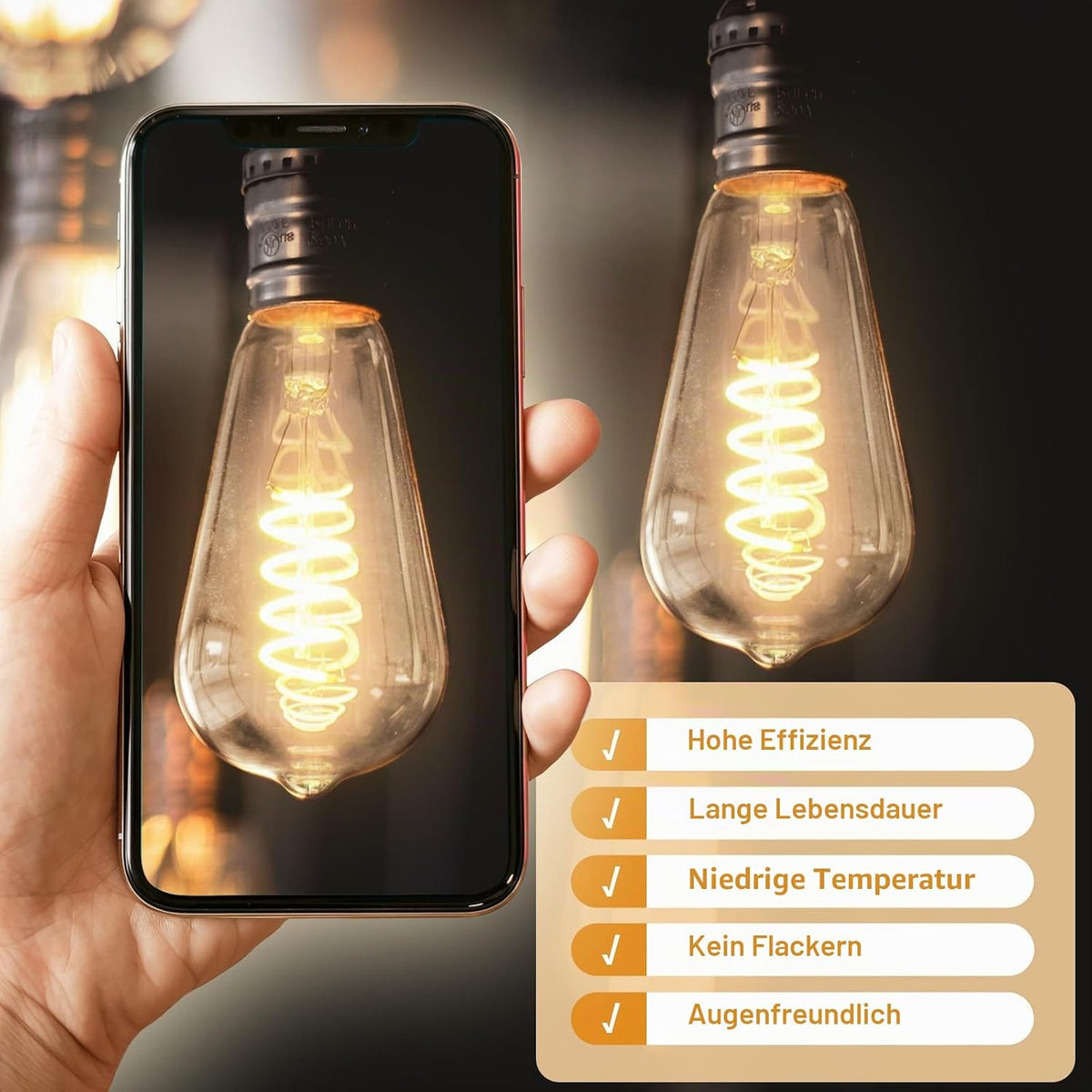 E27 LED Vintage Žarnica ST64 Dimmbar