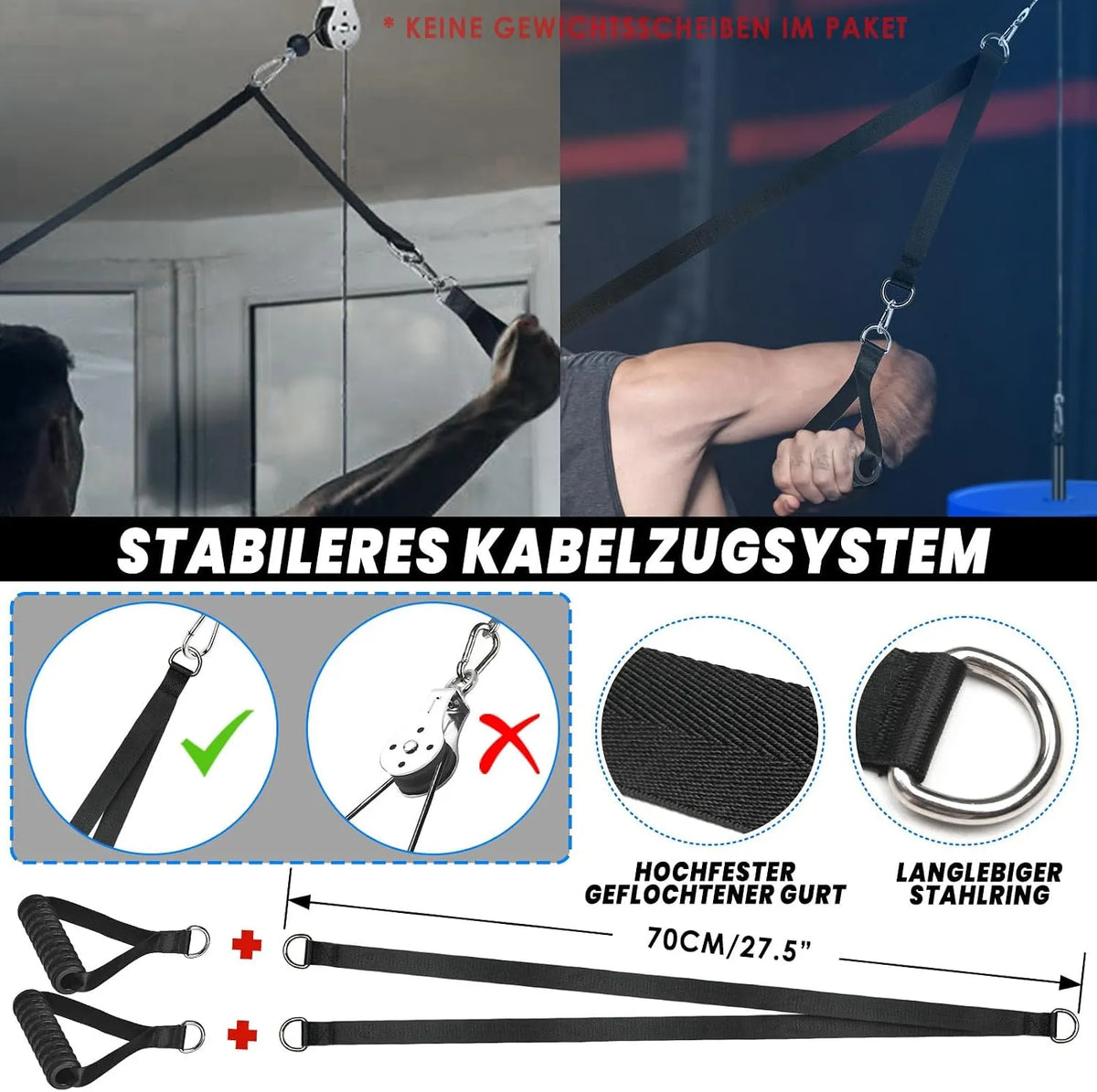 Fitnes Škripec za Vadbo Tricepsa z Ravnim Drogom 14 Kosov