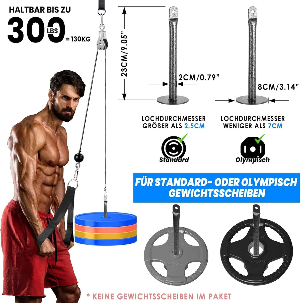 Fitnes Škripec za Vadbo Tricepsa z Ravnim Drogom 14 Kosov