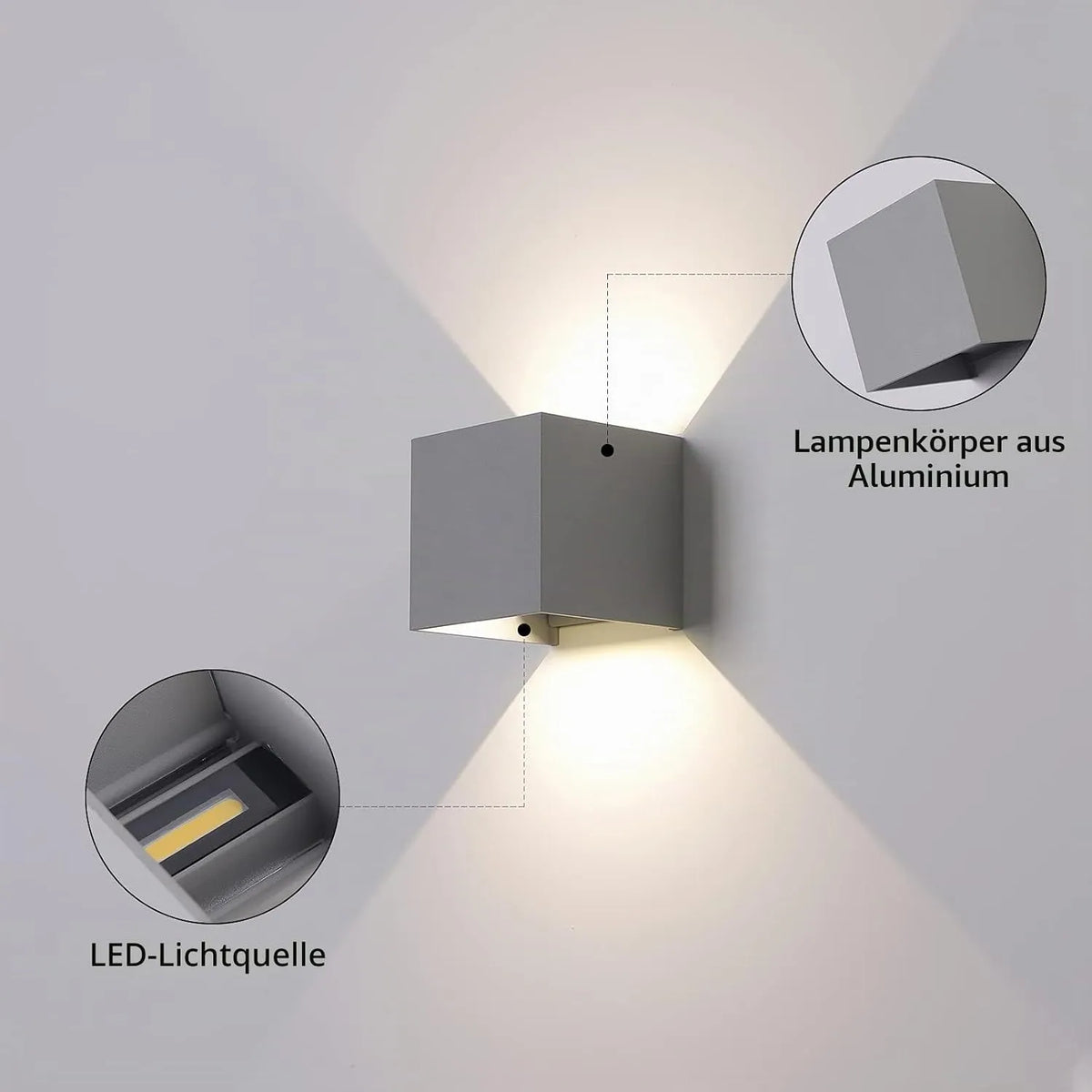 FPDS Zunanja LED Stenska Svetilka 10 x 10 x 10 cm 2 Kosa