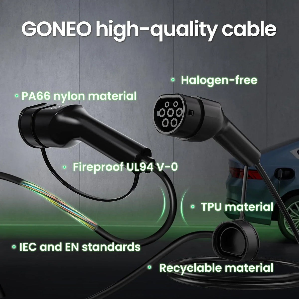 GONEO Polnilni Kabel za Električna Vozila Type 2