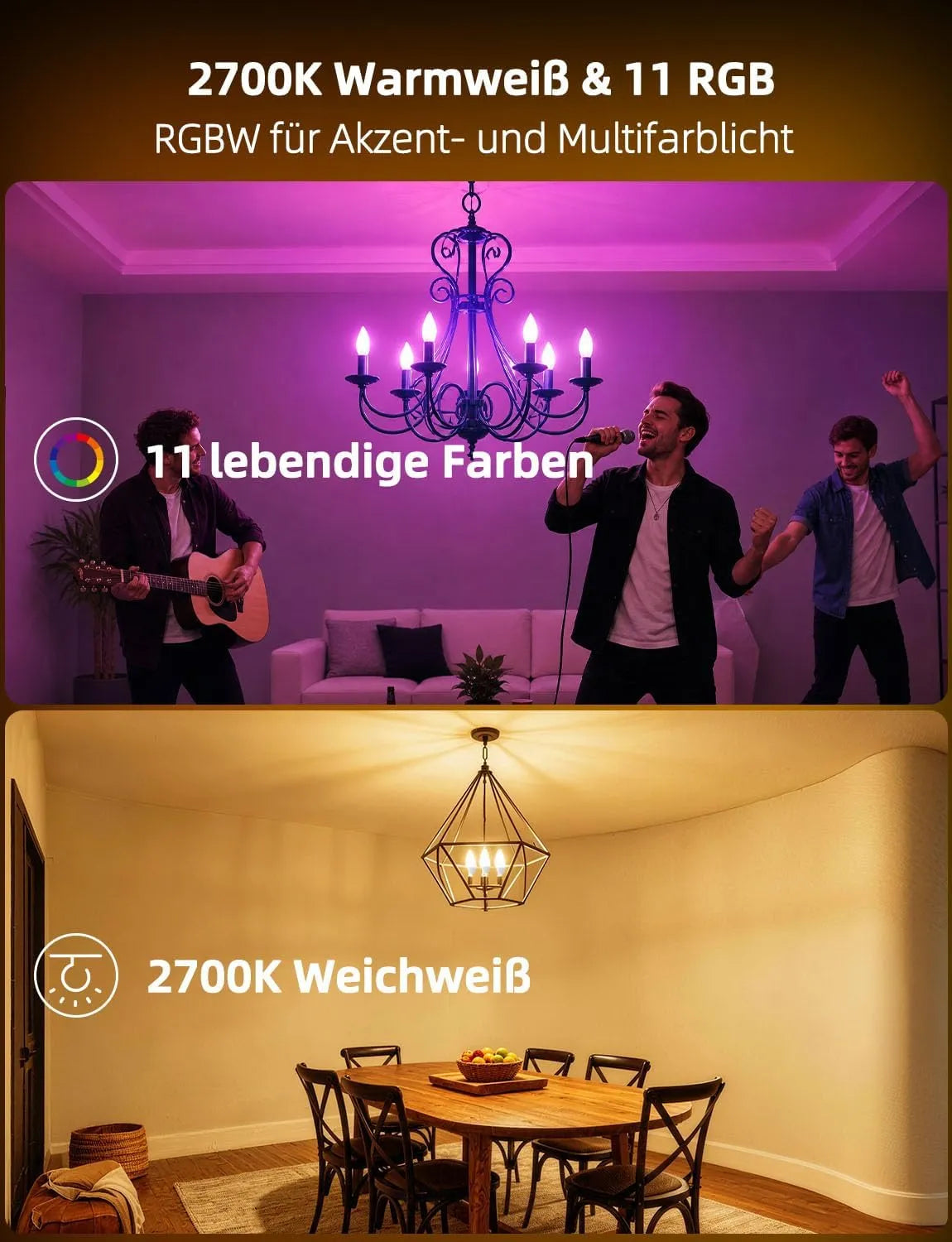 HEKEE LED Žarnica E14 RGBW 5W 4 Kosi