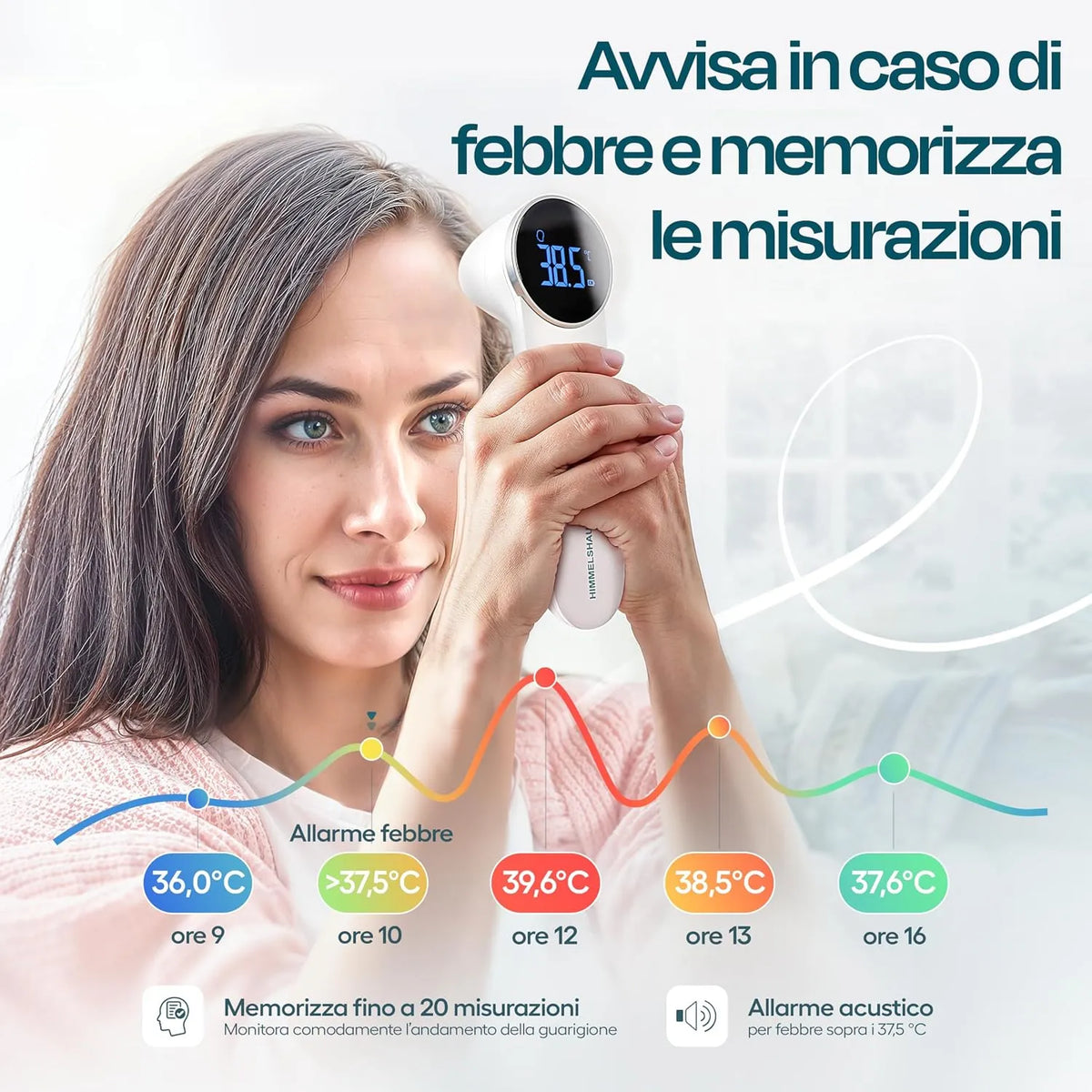 HIMMELSHAUCH MEDICAL Ušni in Čelni Infrardeči Termometer 17 cm