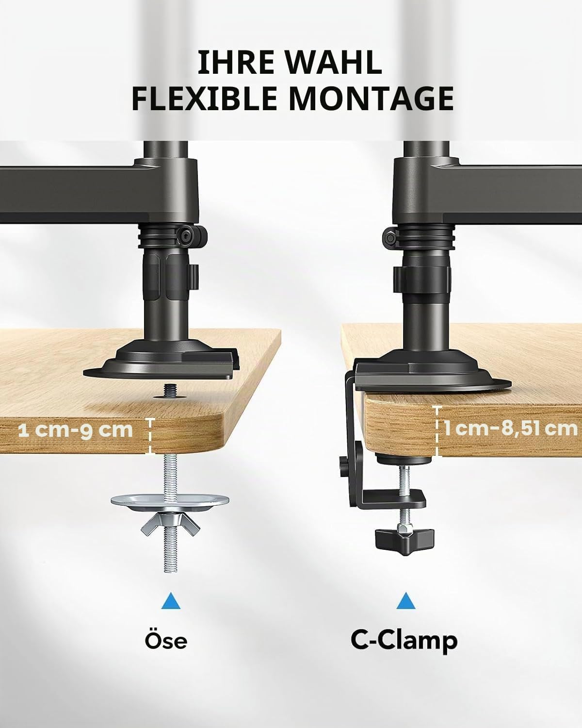 HUANUO Dvojno Namizno Držalo za Monitorje 33–81 cm