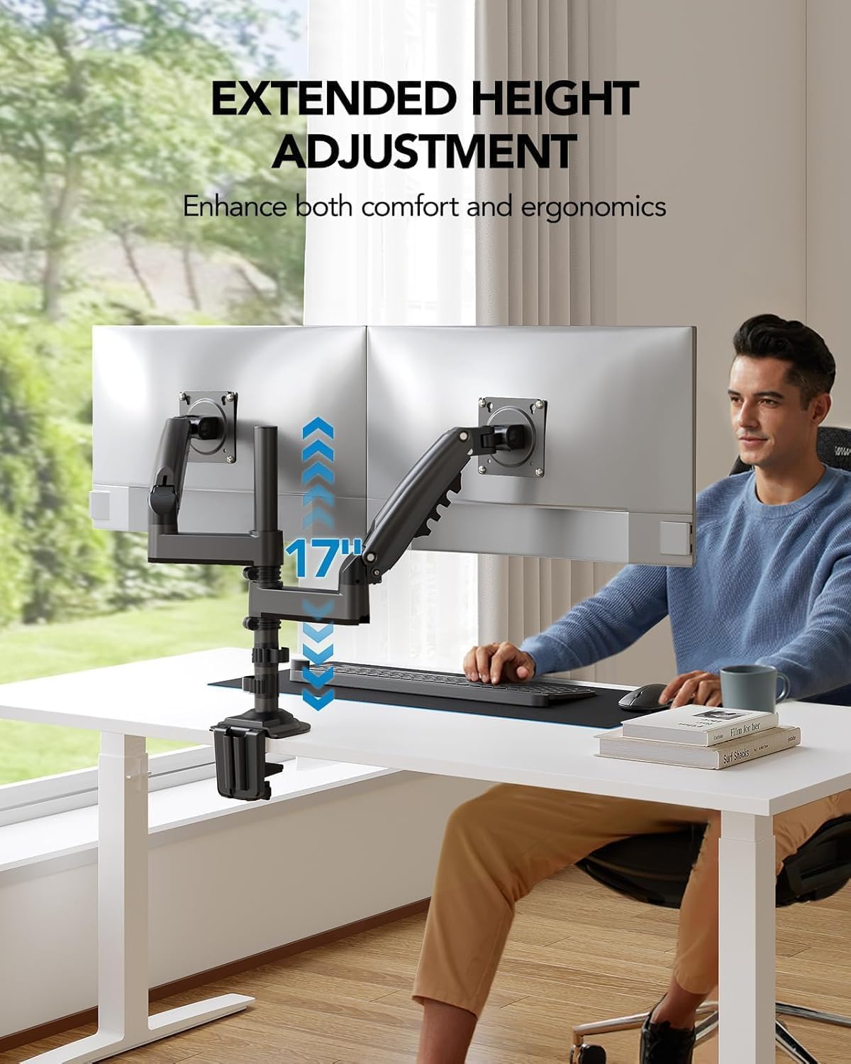 HUANUO Dvojno Namizno Držalo za Monitorje 33–81 cm