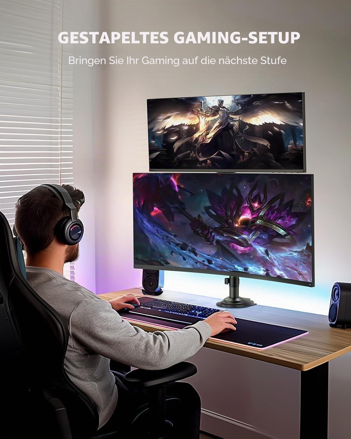 HUANUO Dvojno Namizno Držalo za Monitorje 33–81 cm