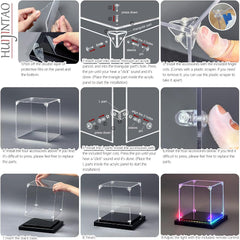 Huijintao Akrilna Vitrina z LED Osvetlitvijo 20x20x20 cm