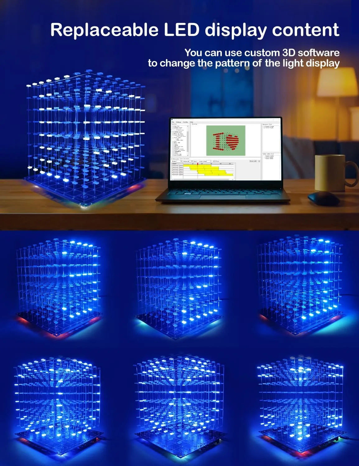 iCubeSmart 3D LED Kocka DIY Komplet za Spajkanje 18 x 18,5 x 20 cm
