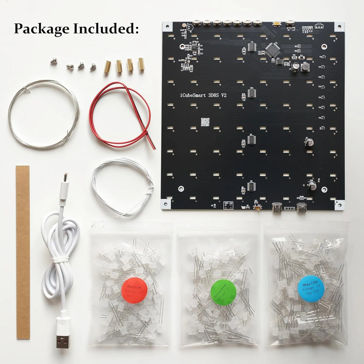 iCubeSmart 3D LED Kocka DIY Komplet za Spajkanje 18 x 18,5 x 20 cm