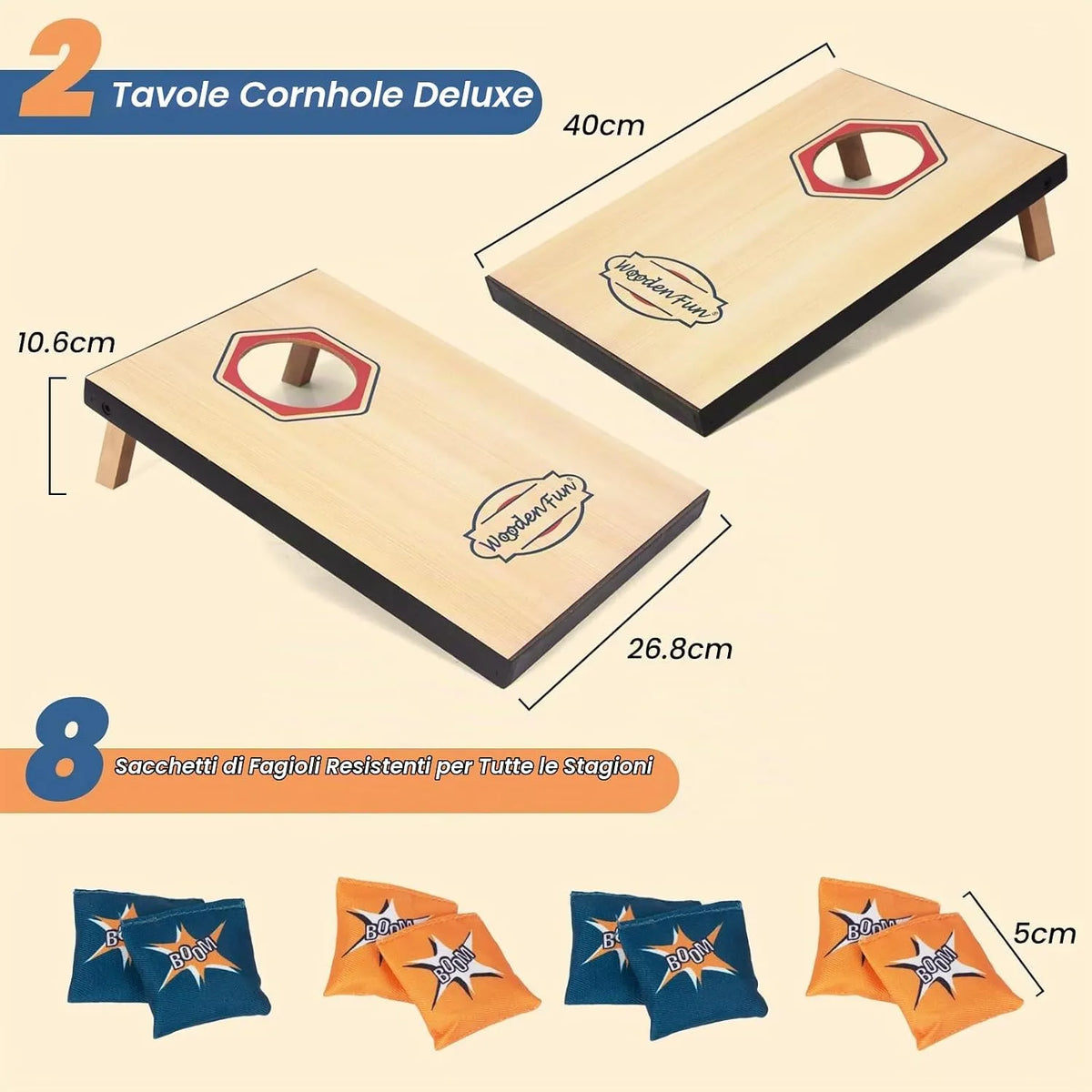 Igra Cornhole za Zunaj 40x27x3 cm 10 Kosov