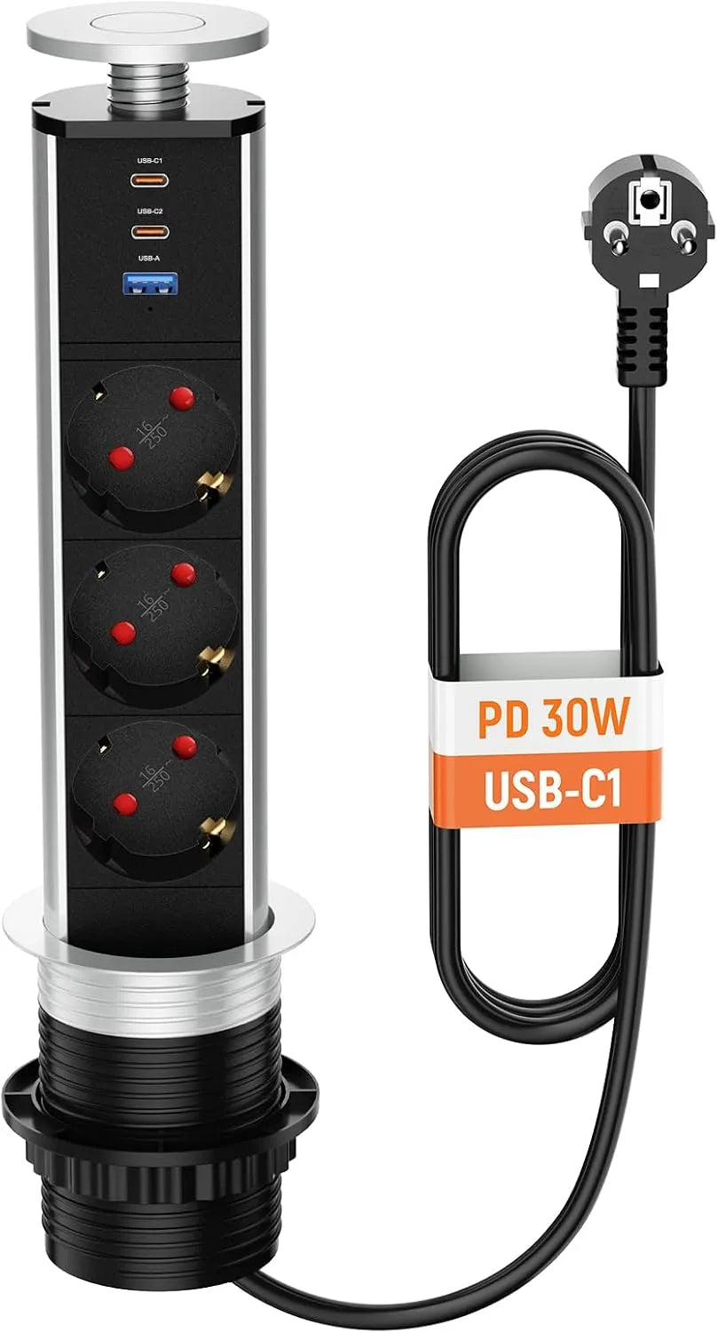 Izvlečna Vgradna Vtičnica z USB Priključki 1.8 m