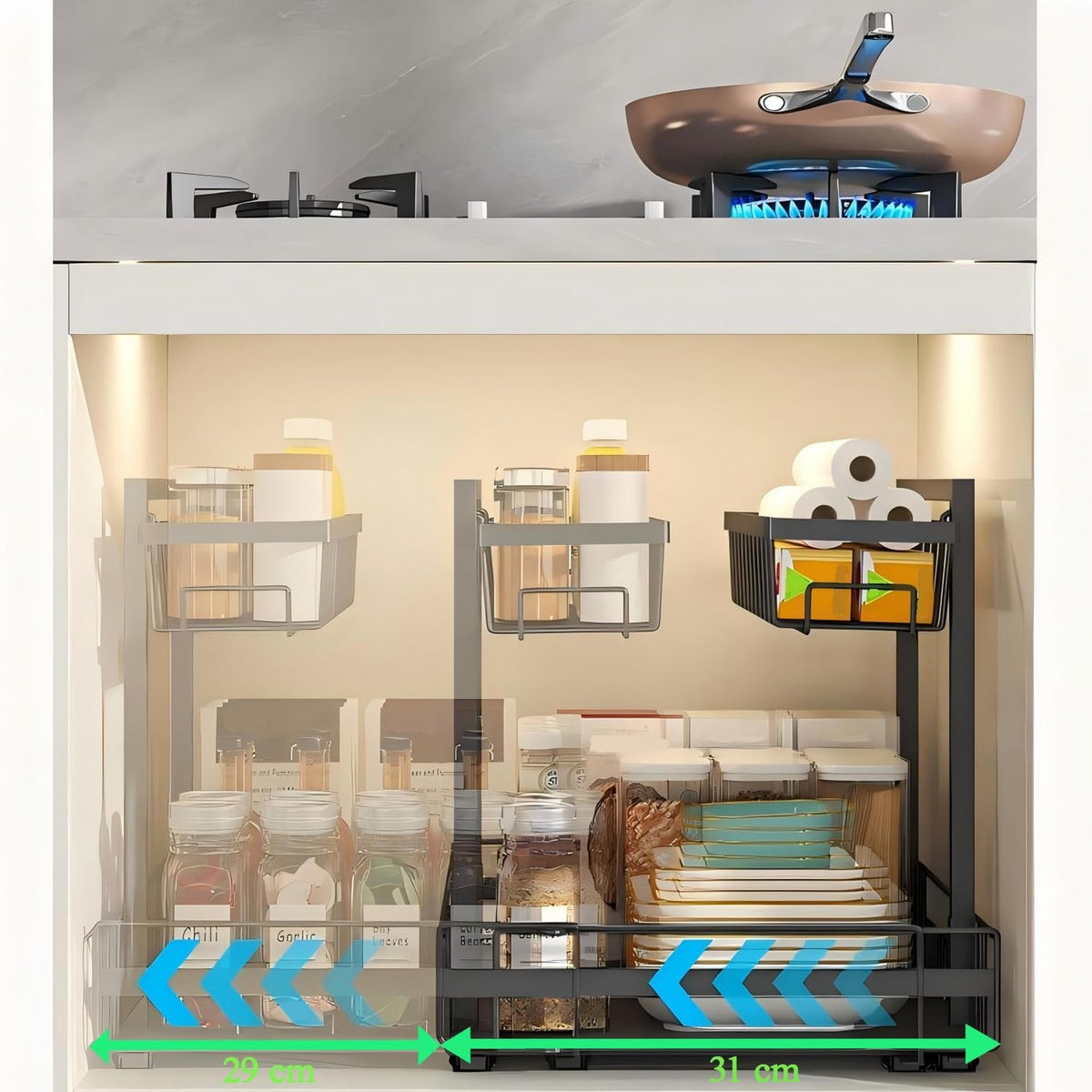 Izvlečni Organizator za Pod Umivalnik 31-50 x 39 x 37.5 cm
