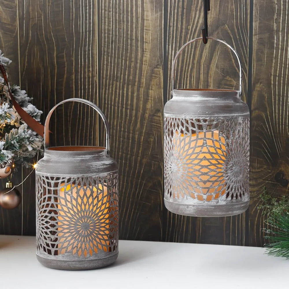 JHY DESIGN Kovinski Svečniki z LED Svečami 2 Kosa