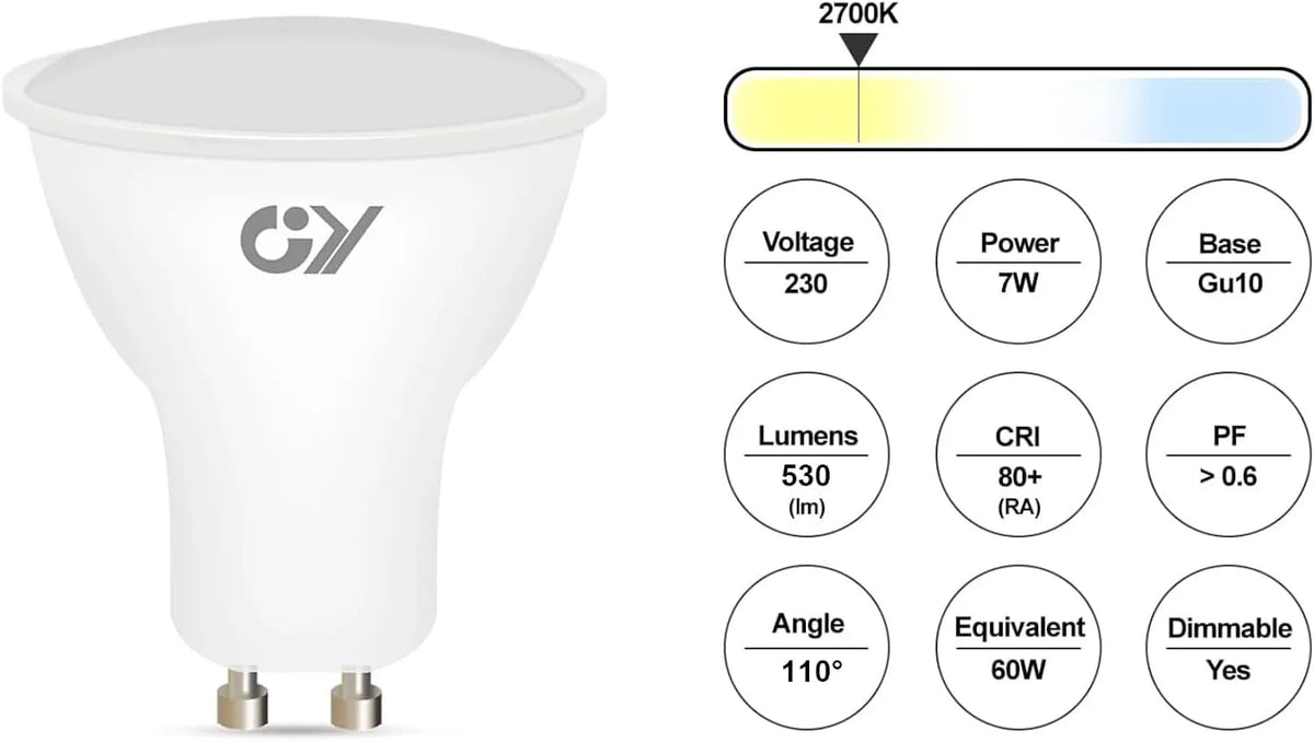Jingying GU10 LED Sijalka 7W 3000K 6 Kosov