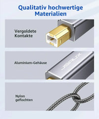 JSAUX USB Kabel za Tiskalnik 200 cm