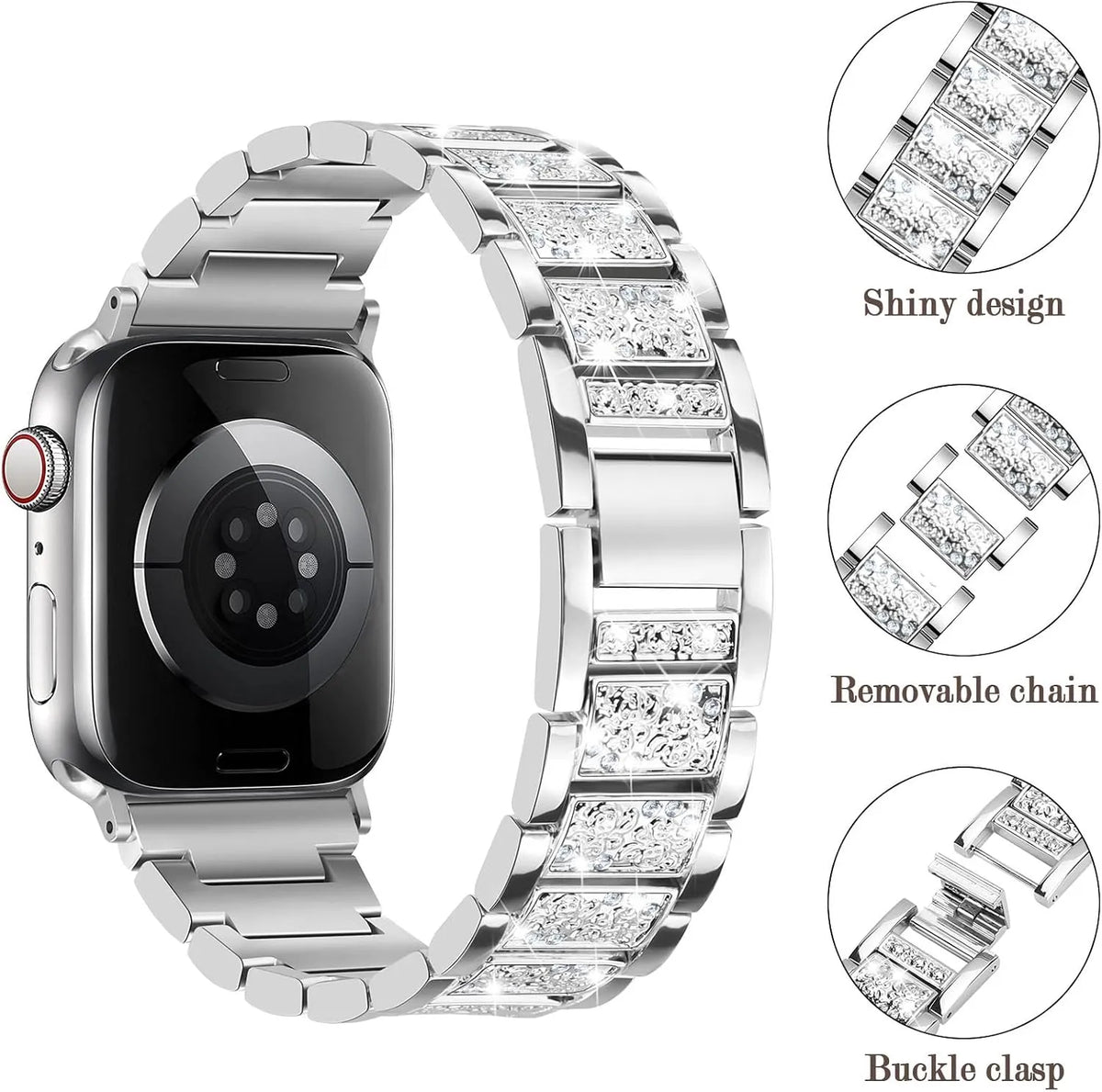 Kovinski Pas z Diamanti za Apple Watch