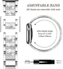 Kovinski Pas z Diamanti za Apple Watch