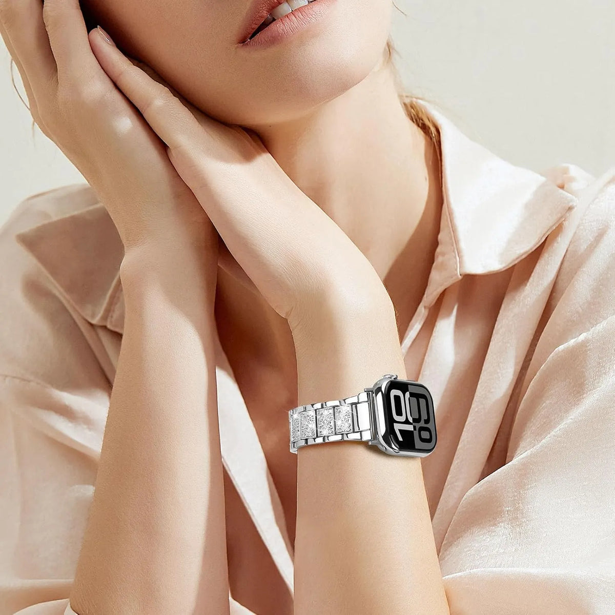 Kovinski Pas z Diamanti za Apple Watch