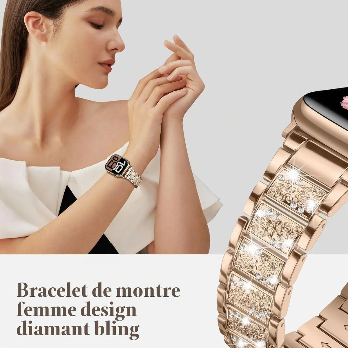 Kovinski Pašček z Diamanti za Apple Watch
