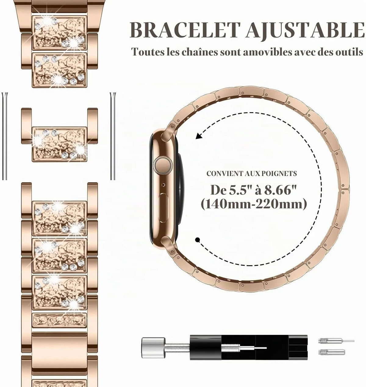 Kovinski Pašček z Diamanti za Apple Watch