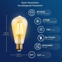 LED Edison Sijalke E27 Vintage 6 Kosov