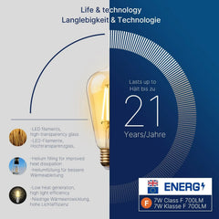LED Edison Sijalke E27 Vintage 6 Kosov