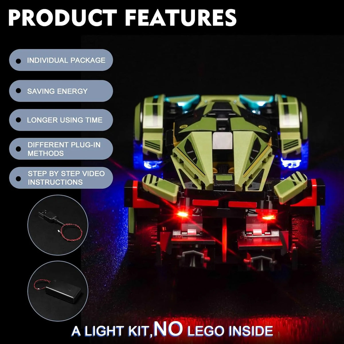 LED Svetlobni Set za Lego Lamborghini Lambo V12 Vision GT 1 Kos