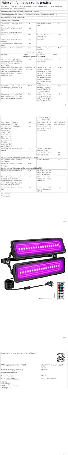 LED UV RGB Reflektor 28 x 13,5 x 5,4 cm 1 Kos