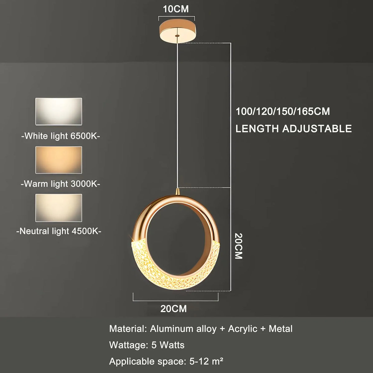 LED Viseča Svetilka Obroč 180 cm
