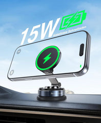Magnetno Avto Držalo za Telefon z Brezžičnim Polnjenjem 15W 6x6x4.7 cm