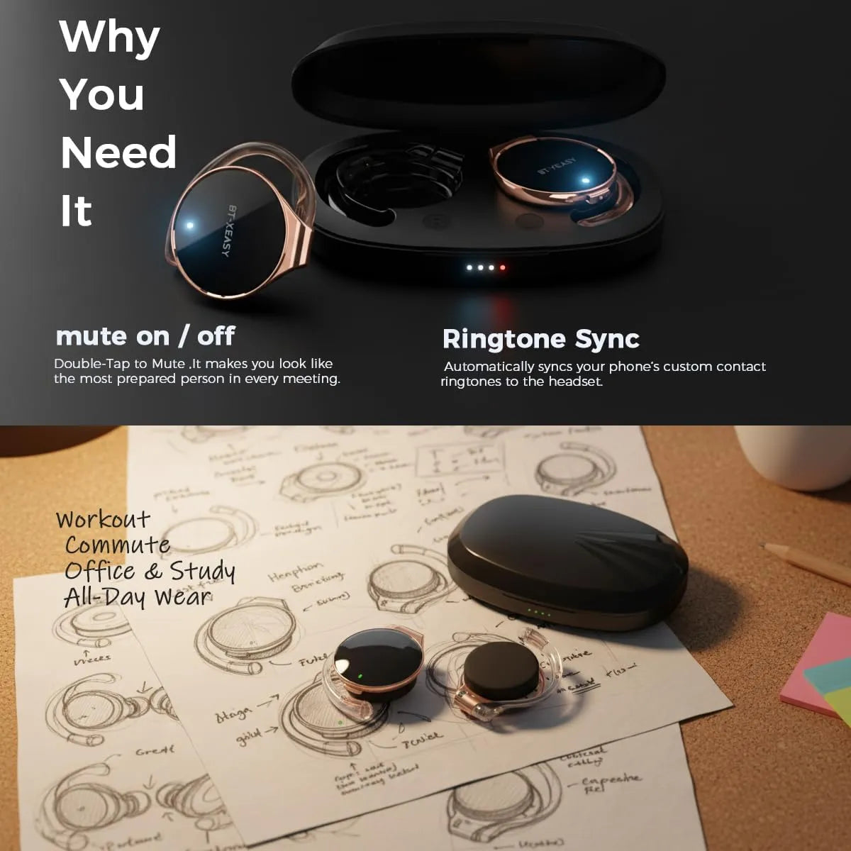 MCOOL BT-X EASY Brezžične Uhane Slušalke Bluetooth 5.4