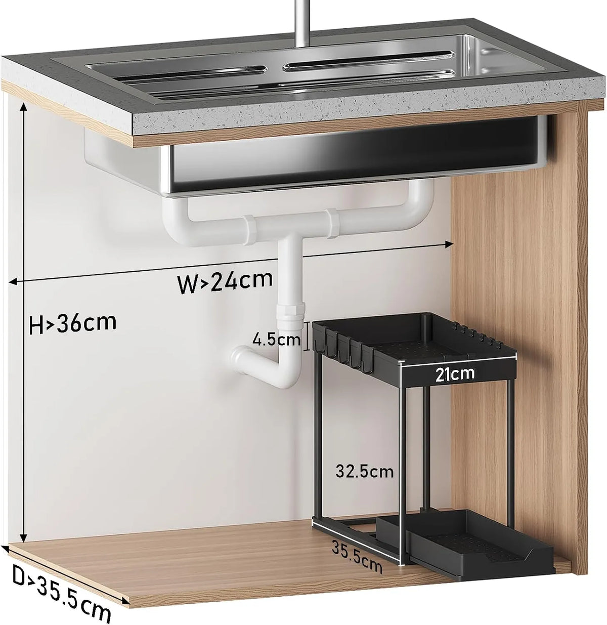 Meltrck Organizator za Pod Pomivalno Korito 2 Kosa
