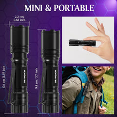 Mini UV Svetilka z Nastavljivim Fokusom 395 nm 2 Kosa