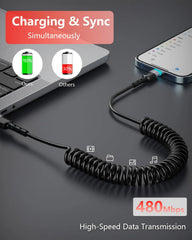 MTAKYI Spiralni Polnilni Kabel USB-C v Lightning 3 m 1 Kos