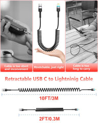 MTAKYI Spiralni Polnilni Kabel USB-C v Lightning 3 m 1 Kos
