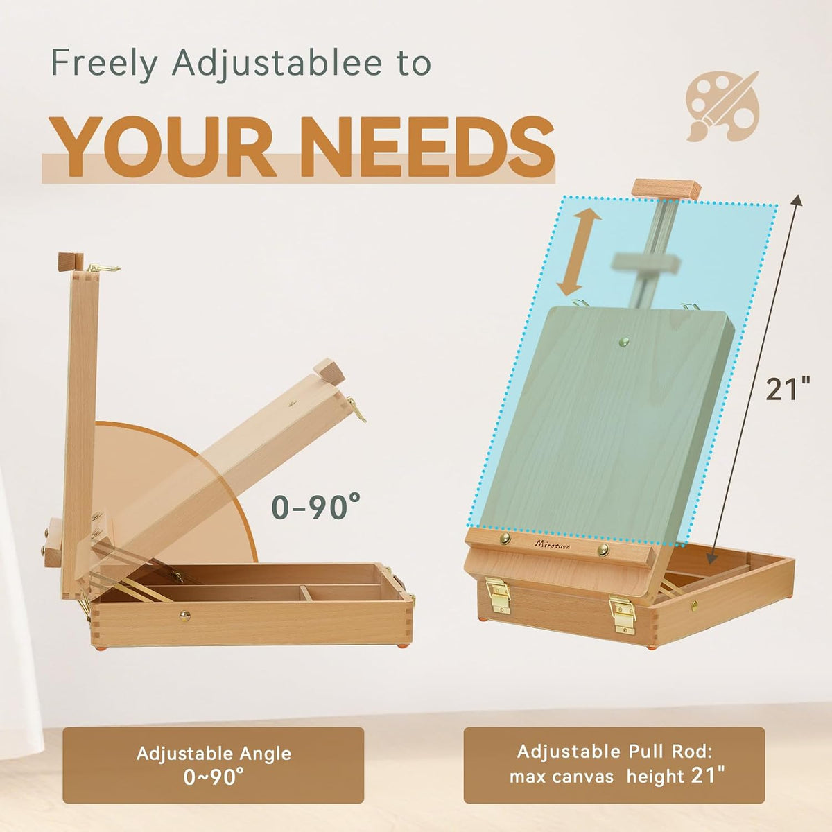 Namizno Slikarsko Stojalo s Predalom 36.8 x 26.7 x 8.9 cm