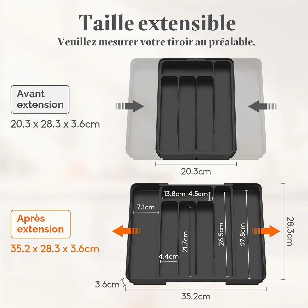 Nastavljiv Organizator za Pribor v Predalu 20,3-35,2 cm