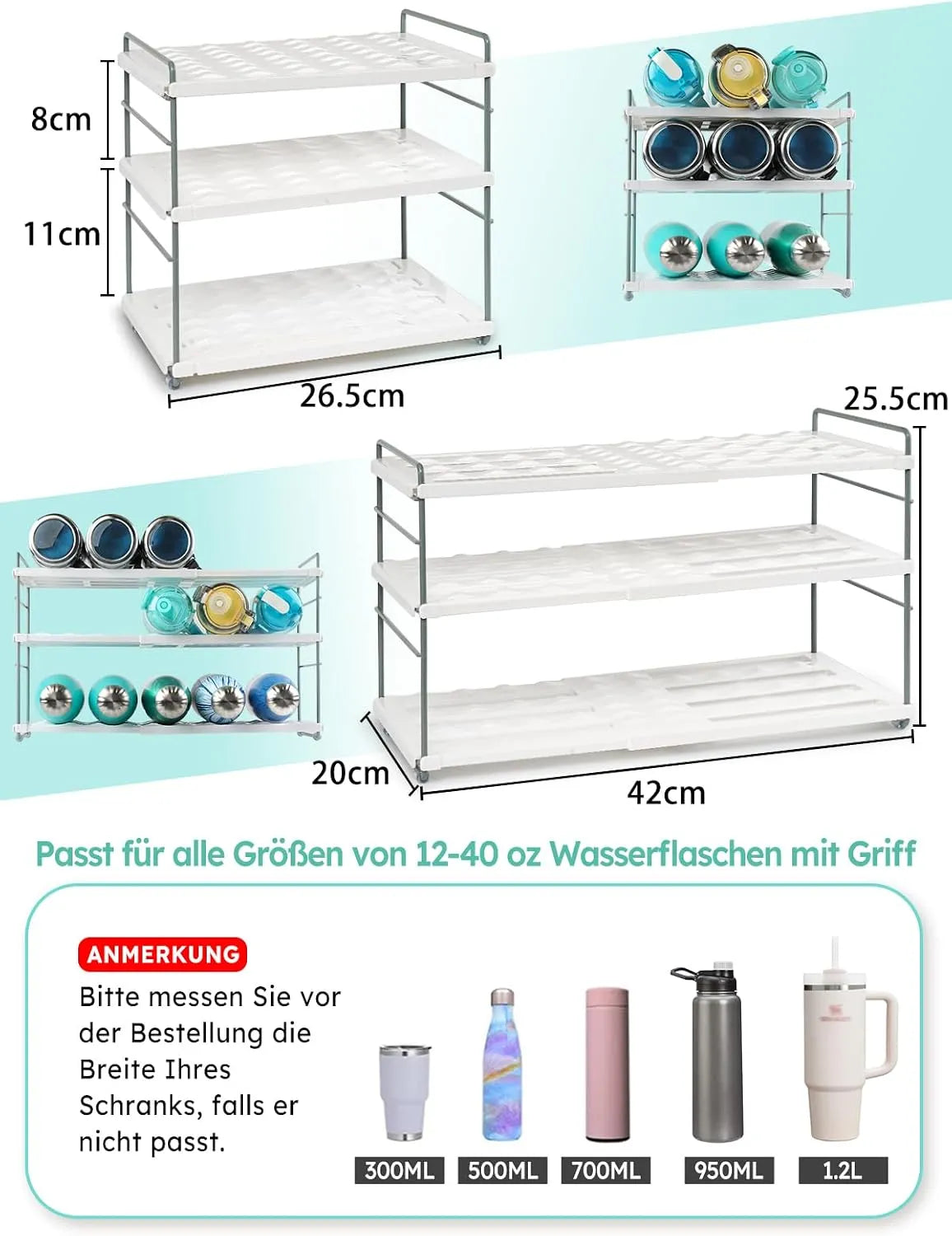 Nastavljiv Organizator za Steklenice 3 Nivoji 42 x 20 x 25,5 cm