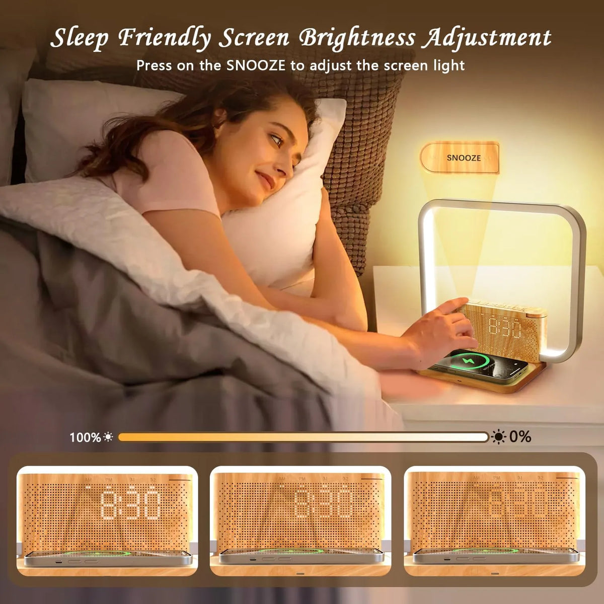 Nočna Svetilka z Brezžičnim Polnilcem 10 W 1 Kos