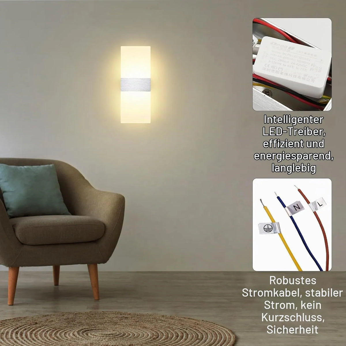 Notranja LED Stenska Svetilka 36 x 19 x 10 cm