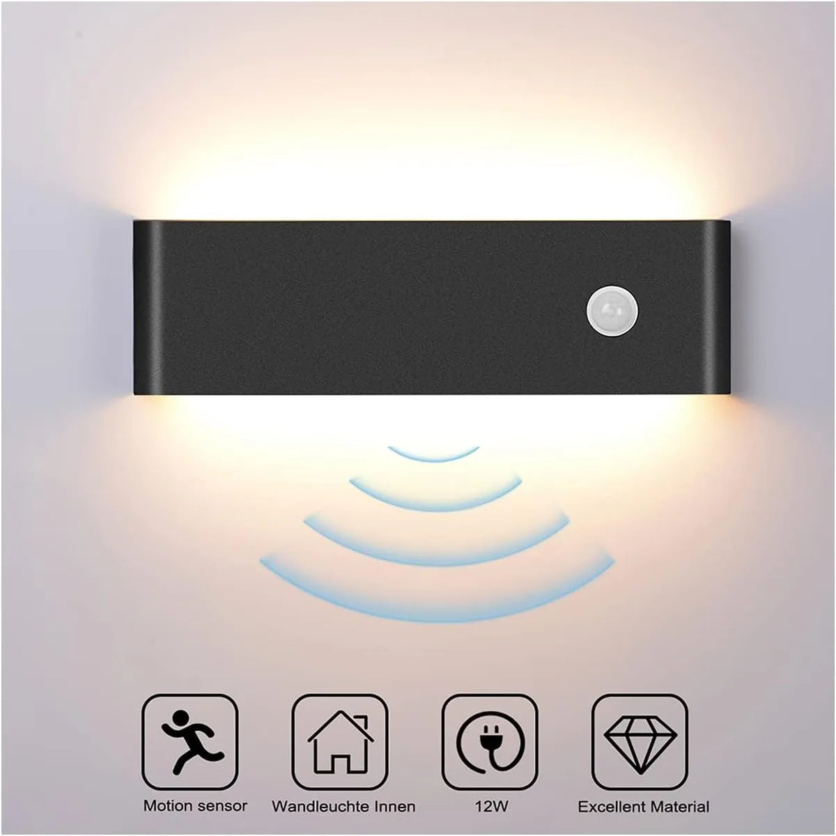 Notranja LED Stenska Svetilka s Senzorjem Gibanja 31x9 cm