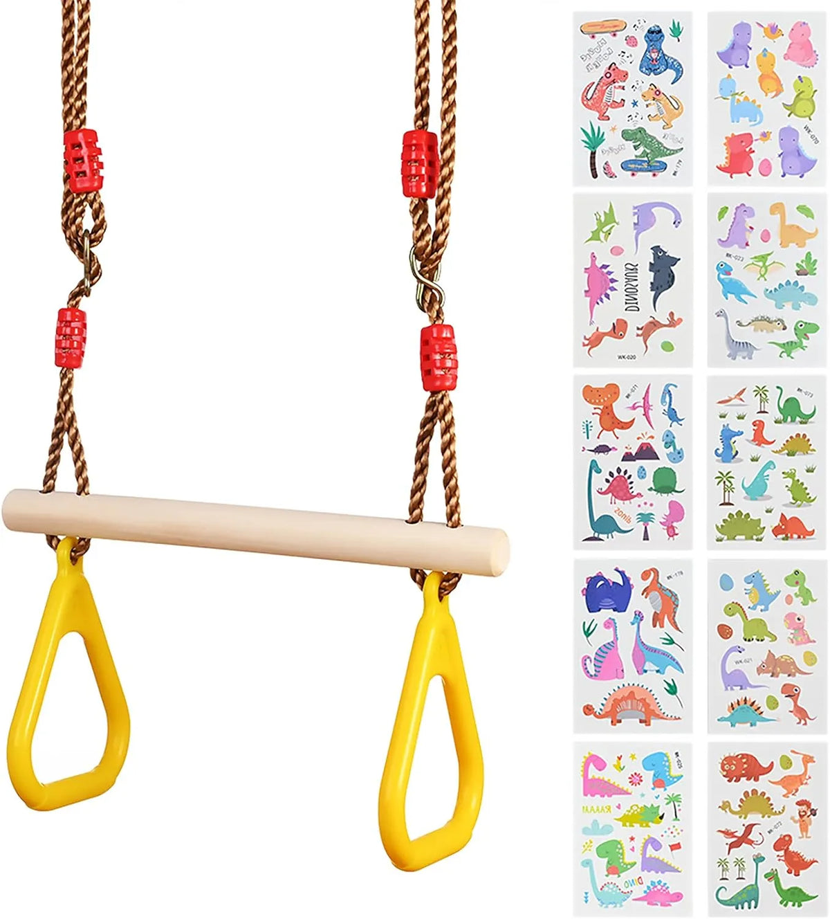 Otroška Lesena Trapezna Gugalnica z Gimnastičnimi Obroči 42 cm