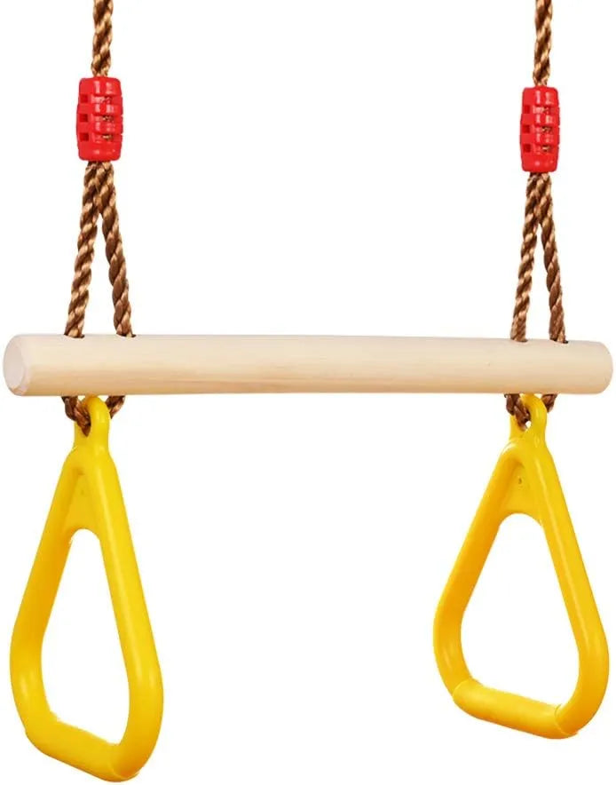 Otroška Lesena Trapezna Gugalnica z Gimnastičnimi Obroči 42 cm