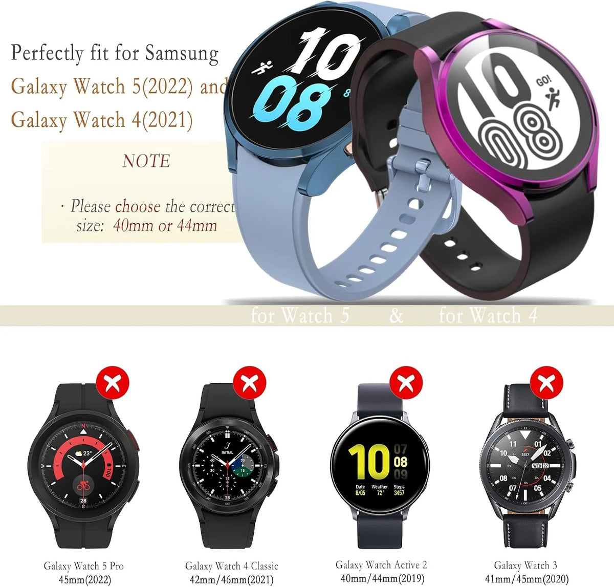 Ovitek z Zaščito Zaslona za Samsung Galaxy Watch FE/5/4 40mm 9 Kosov