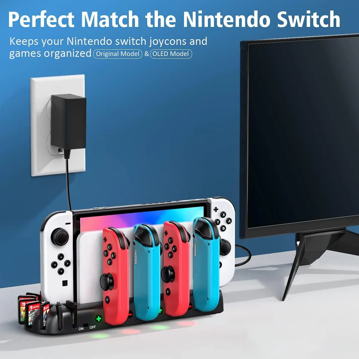 Polnilna Postaja za Nintendo Switch Joy-Con Krmilnike