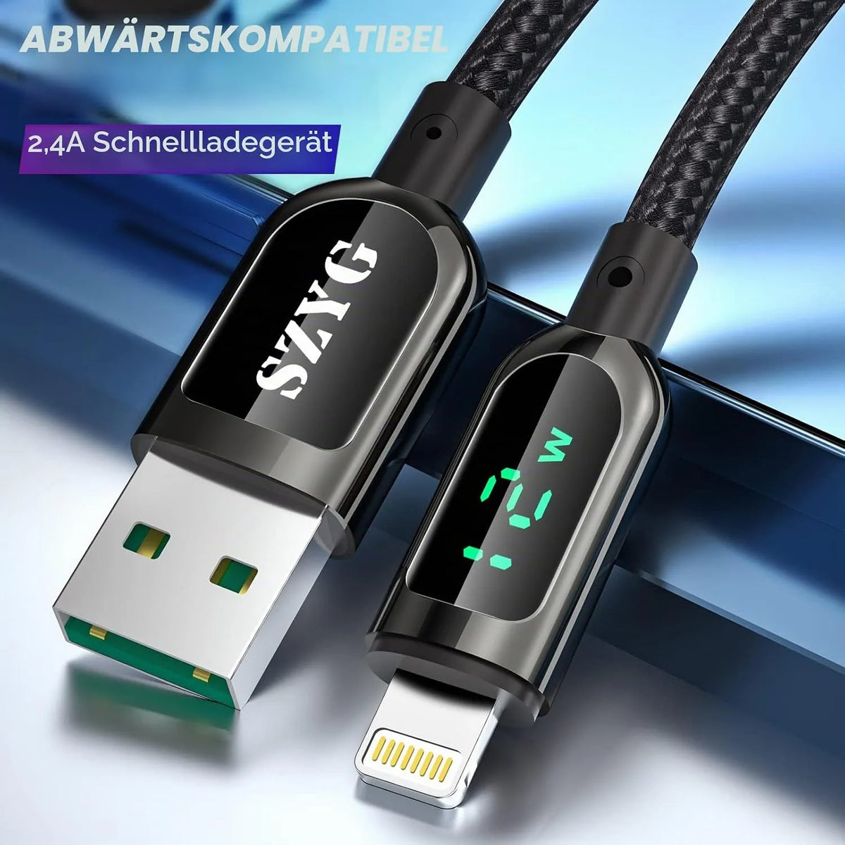 Polnilni Kabel Lightning z LED Zaslonom 200 cm