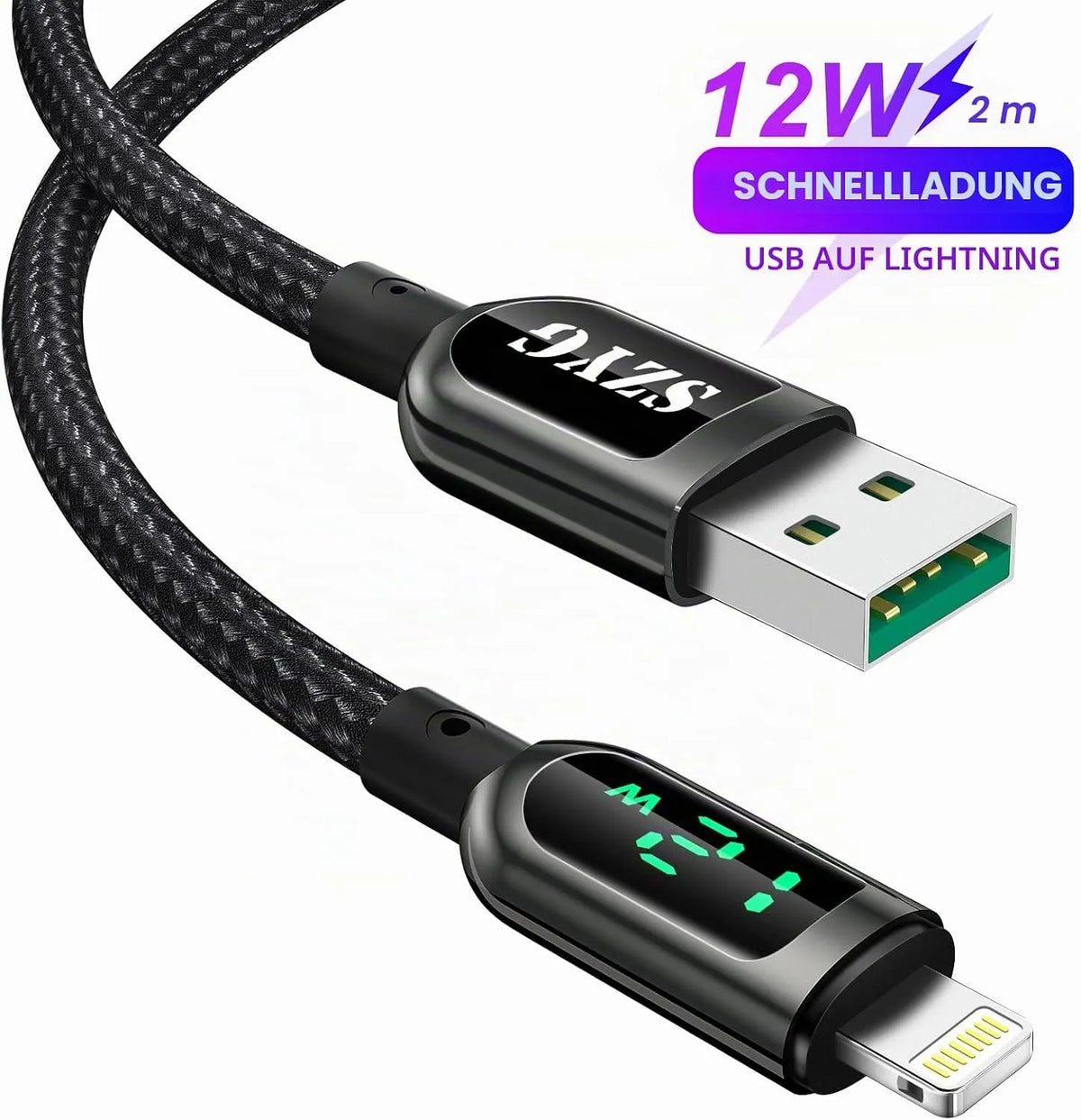 Polnilni Kabel Lightning z LED Zaslonom 200 cm
