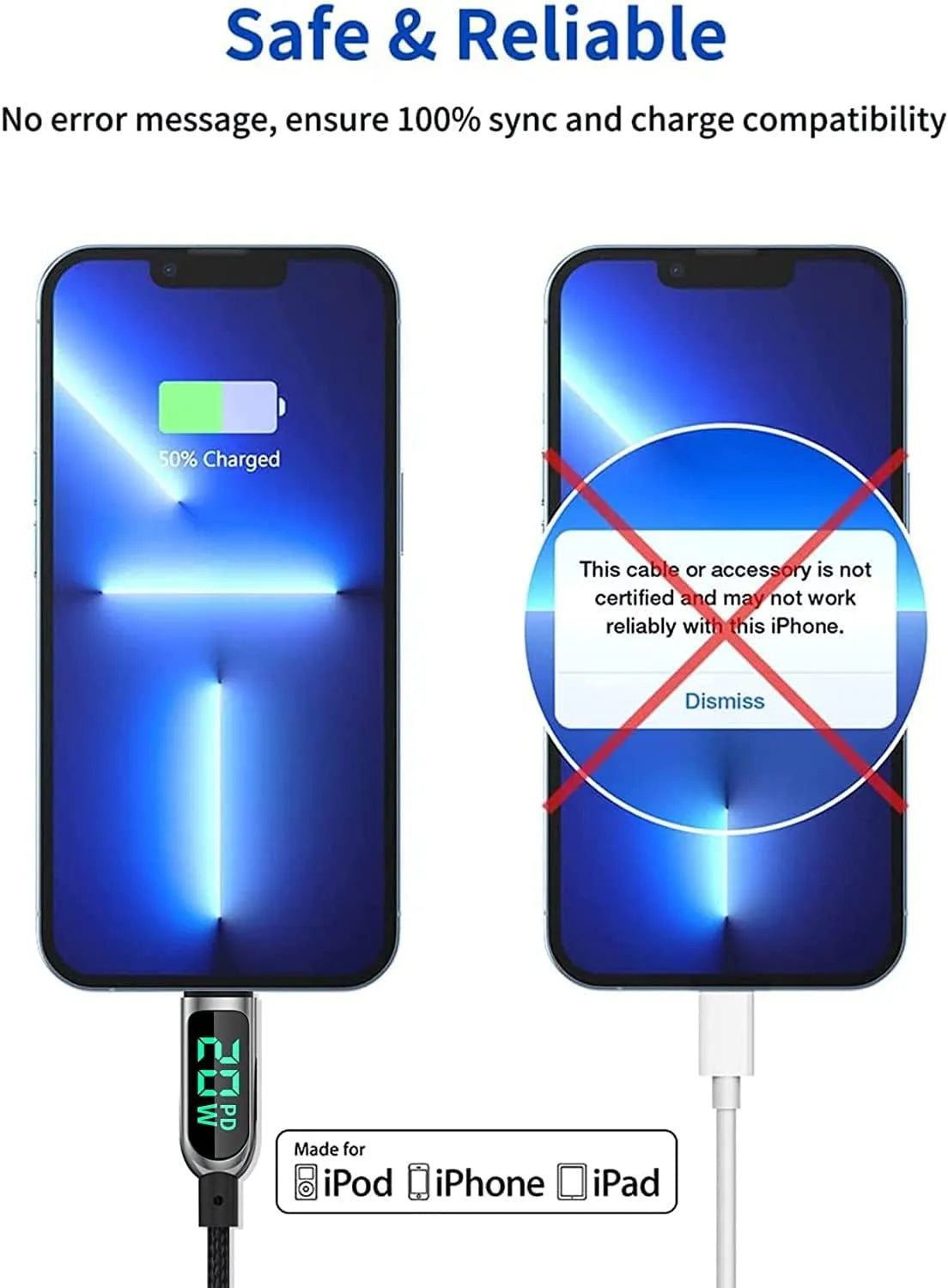 Polnilni Kabel USB-C v Lightning z LED Zaslonom 500 cm