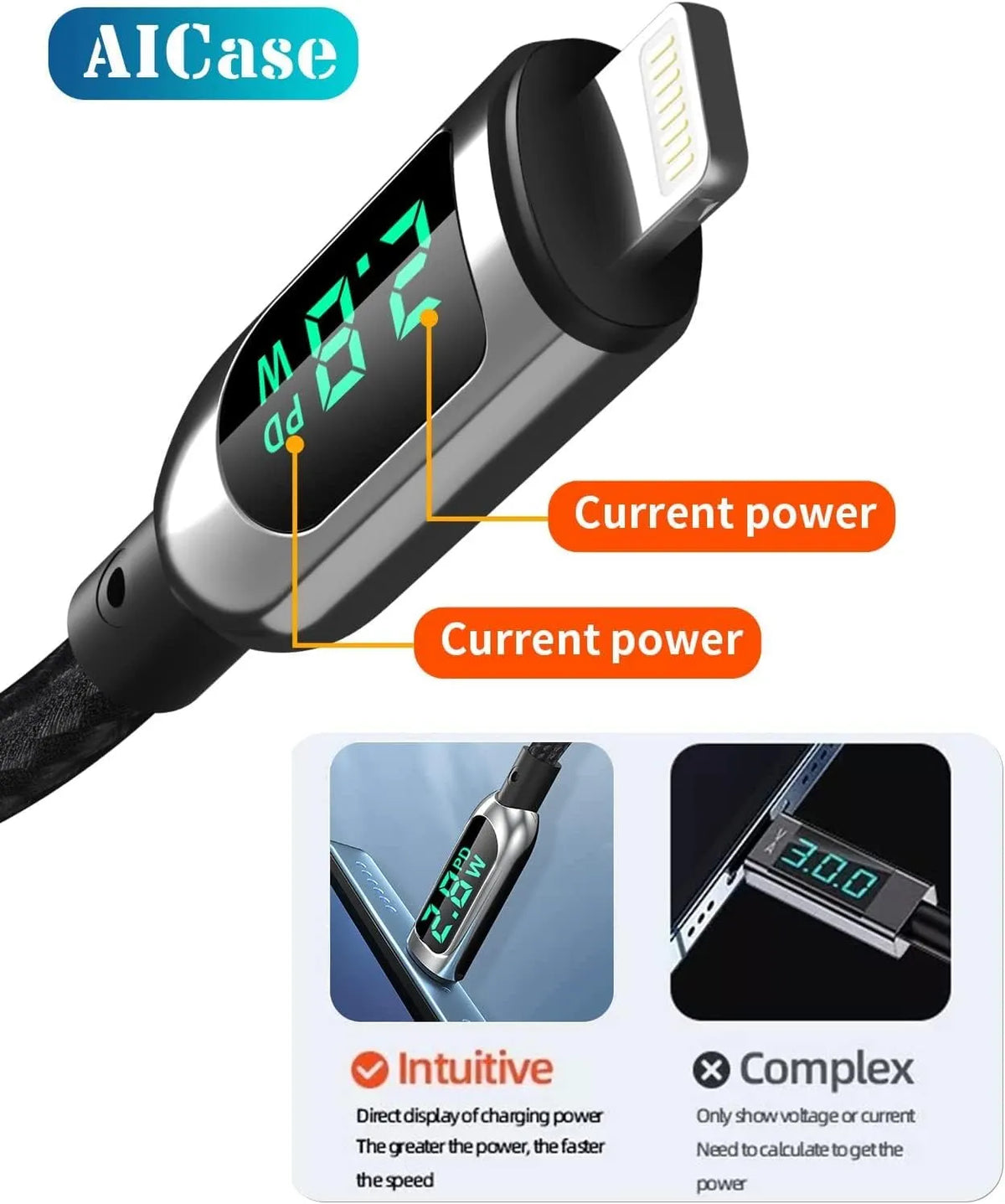 Polnilni Kabel USB-C v Lightning z LED Zaslonom 500 cm